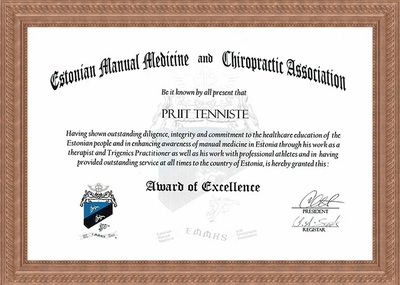 Certificate of graduation Manual Medicine & Trigenics Practitioner