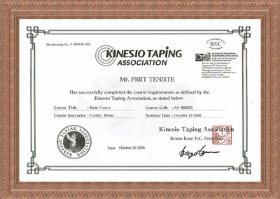 Certificate of Kinesio taping